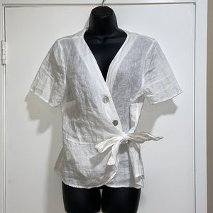 🌻CLEAROUT🌻 NWT H&M White Linen Wrap Shirt | 12